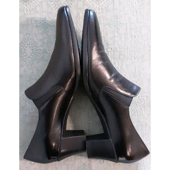 Munro American Liz Pump Black Leather Shootie Slip On Block Heel 8.5N New No Box - Picture 12 of 12